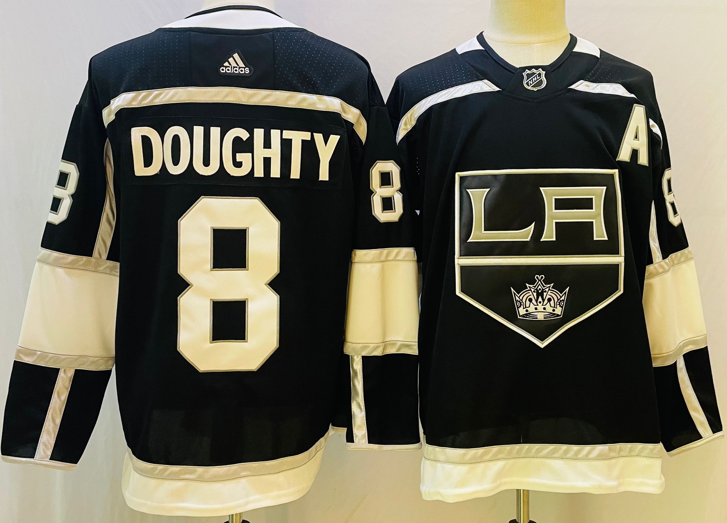 Men Los Angeles Kings 8 Doughty Black Throwback 2022 Adidas NHL Jersey